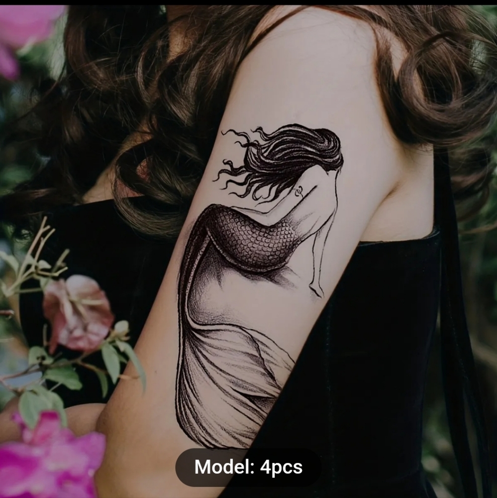 B1G2F Mermaid Temporary arm tattoo